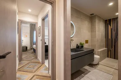a bathroom with a sink and a toilet at Exarcheia Vibe Penthouse 1 in Athens