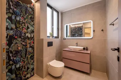 a bathroom with a toilet and a sink and a mirror at Athens Exarcheia Vibe 3 in Athens