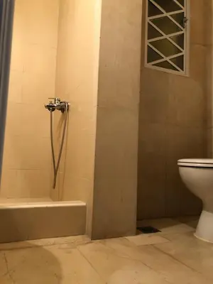 a bathroom with a shower and a toilet and a tub at Graffiti Ground Floor in Athens