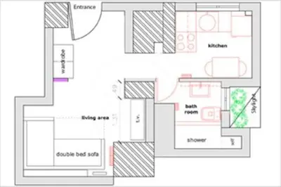 a floor plan of a house at Acropolis Steps, City Apartment in Athens
