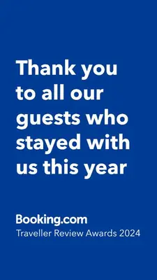 a blue background with the words thank you to all our guests who stayed with us at GAYA apartments in Athens