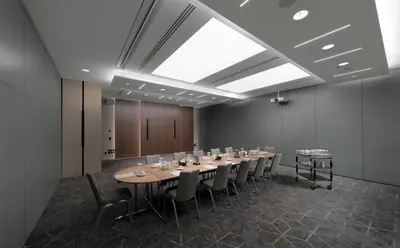 a conference room with a long table and chairs at Crowne Plaza Athens City Centre by IHG in Athens
