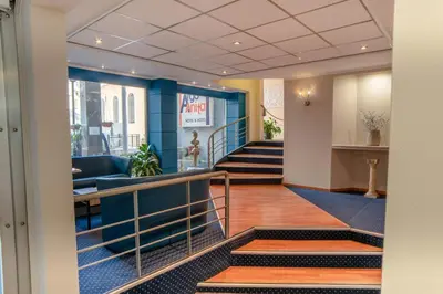 a view of the lobby of a building at Anita Hotel in Piraeus