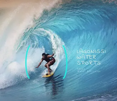 a man riding a wave on a surfboard in the ocean at ATHENS RIVIERA Grand Panoramic Villa II Lagonissi in Lagonissi
