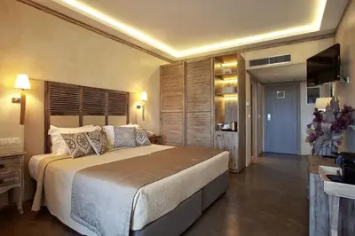 a bedroom with a large bed and a television at Congo Palace in Athens