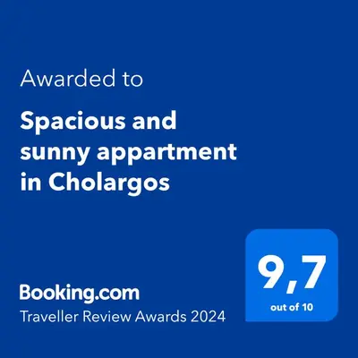 a screenshot of a phone with the text awarded to spontaneous and summer appointment in ch at Spacious and sunny appartment in Cholargos in Athens
