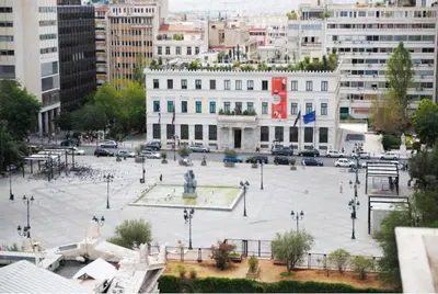 a large plaza in the middle of a city at Pericles Penthouse *Parthenon View* Center in Athens