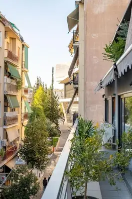 a view of an alley between two buildings at Modern Loft Build on Acropolis Ruins in Athens