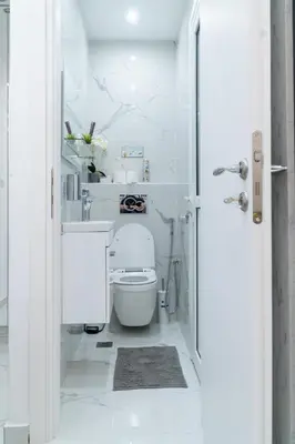 a white bathroom with a toilet and a sink at King Davids Suite Athens finest! in Athens