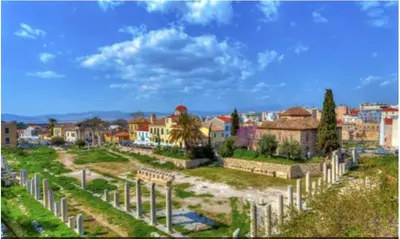 a city with a bunch of buildings and trees at COMFY Flat, Athens city center in Athens