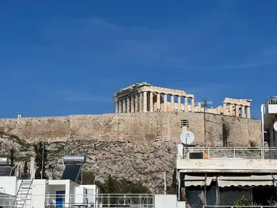 a view of the ruins of the acropolis at Herodion Residence in Athens
