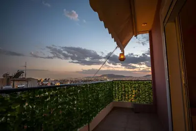a balcony with a view of a city at Athens Acropolis View Penthouse-Center of Athens in Athens