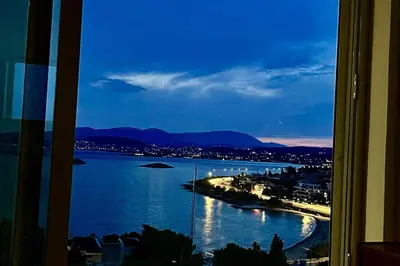 a view of a river from a window at Luxurious 2-Bed Seaside Apartment in Saronida in Saronida