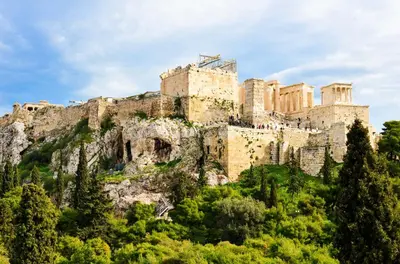 a castle on top of a mountain at Athens Stylish next to Acropolis, Metro stop Fix in Athens