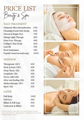 a flyer for a spa with a woman in a towel at Zen Hilltop by A&D Properties in Porto Rafti