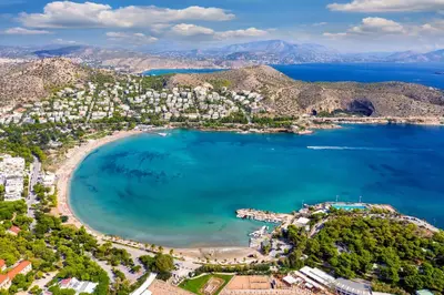 an aerial view of a beach and the ocean at WINDSOR PLACE APARTMENT - KEYLESS ENTRY with code in Athens